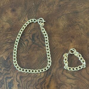 Gold Chain Necklace and Bracelet Set